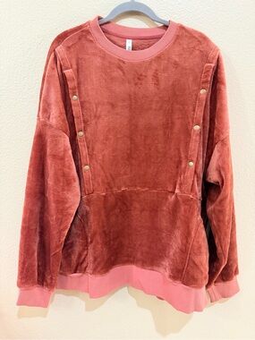 NWT Latched Mama Nursing Velour Crewneck Sweatshirt Mauve Pink Plus Size 1X